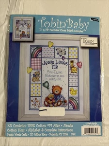 TOBIN BABY 11"X14" COUNTED CROSS STITCH Jesus Loves Me Sampler Personalize. New - Picture 1 of 2