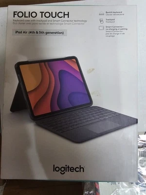 New Logitech Folio Touch Keyboard Case for Apple iPad Air 4th & 5th Gen Gray - Image 1 of 4
