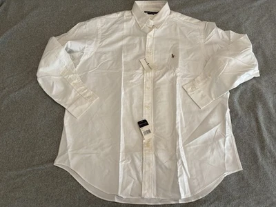 NUEVO CON ETIQUETAS Polo Ralph Lauren Yarmouth Blanco Manga Larga Camisa Abotonada Poni Talla 17-35 Foto 1 de 4