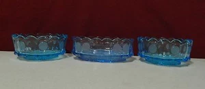 Juego de cristalería Fostoria Coin azul 3 cuencos - Imagen 1 de 7