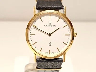 RELÓGIO MASCULINO VINTAGE LUXO CLÁSSICO 32mm quartzo suíço banhado a ouro "cortebert" q - Imagem 1 de 4