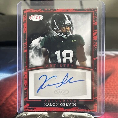 KALON GERVIN 2022 SAGE Artistry Autograph Red/Black Border A-KG2 Kansas Jayhawks - Image 1 of 2