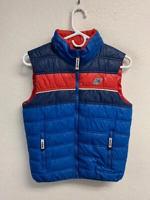 Colete acolchoado Zara Seventy Five Boys GRANDE azul juvenil vermelho com capuz ao ar livre *VEJA FOTOS - Imagem 1 de 4