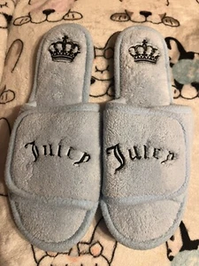 Juicy Couture Womens House Slippers Blue Slip On Adjustable Embroidered Slide 10 - Picture 1 of 2
