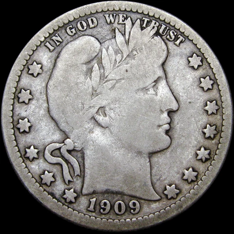 1909-O Barber Quarter Silver ----- RARE Date Nice Condition  -----  #N932 Cover