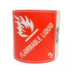300 Stickers Flammable Liquid D.O.T UN 1203 Industrial Labels 4"X4.75" - Picture 1 of 5