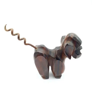 Carved Wooden Dog Corkscrew Wood French Poodle Vintage / Antique - Picture 1 of 11