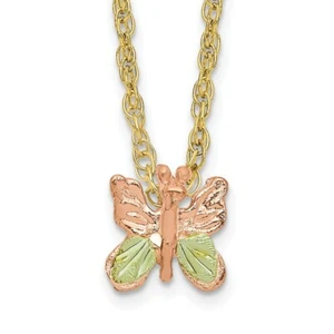 Real 10kt Tri-Color Black Hills Gold Butterfly Necklace; 18 inch - Picture 1 of 6