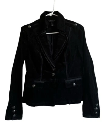 WHBM Black Corduroy Single Button Blazer Jacket Size  6 Dark Academia Goth - Image 1 of 4