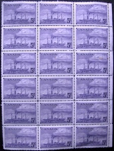 1951 CANADA #312: VF MNH Block of 18 - Steamships of 1851 and 1951 - Picture 1 of 2