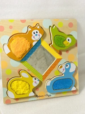 Melissa & Doug First Play Wooden Touch and Feel Puzzle Peek-a-Boo Pets - Image 1 of 4