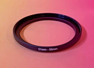 1 (ONE) ADAPTER-RING Black 51mm to 56mm 51-56 mm Step Up Filter Ring 51-56 - Picture 1 of 4