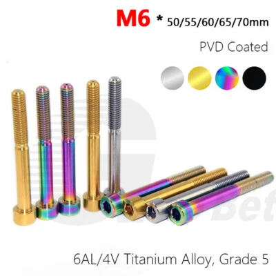 M6 Titanium Bicycle Headset Bolts Extended 50mm - 70mm for MTB ROAD Bike Tuning - Image 1 of 3