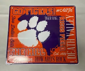 "Letrero de metal en relieve con nube de ventilador de los Tigres de Clemson 16"" x 14" - Imagen 1 de 4