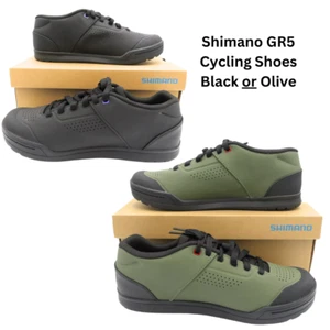 Shimano GR5 Cycling Shoes Lace-Up Flat Pedal MTB Black or Olive -H - Picture 1 of 19
