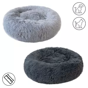 Cama calmante gris mascota perro gato cómoda peluda cálida esponjosa cama de anidación colchón alfombra de piel - Imagen 1 de 15