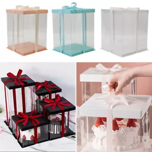 Clear Cube PVC Gift Boxes Transparent Box Cake Candy Packaging Wedding Favors - Picture 1 of 28