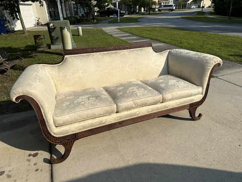 Antique Duncan Phyfe Sofa Couch Re-Covered with Genuine 1930's Antique White Cover
