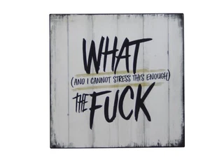 What And I Cannot Stress This Enough The-Fuck Funny Humorous Wall Sign 5"x5" - Picture 1 of 4