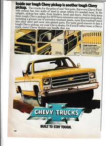 Original 1979 Chevrolet Pickup Magazine Ad "Inside Our Tough Chevy Pickup..." - Picture 1 of 1