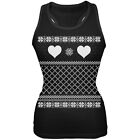 Valentine Heart Ugly Valentine Sweater Black Juniors Soft Tank Top