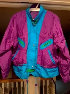 Giacca a vento vintage anni 80 Andy Johns WMNS PL blocco colore neon retrò full zip - Foto 1 di 8