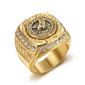 Philippine Eagle Ring Stainless Steel Plated Gold South-East Asia Style Men   - Picture 1 of 7
