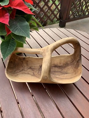 Cesta Cuenco de Madera de Olivo 36CM de Italia Hecho a Mano Nuevo Foto 1 de 4