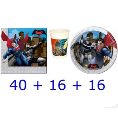 KIT COORDINATO PER TAVOLA 72 pezzi BATMAN SUPERMAN BATMAN V SUPERMAN COMPLEANNO - Immagine 1 di 4