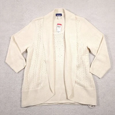 Cárdigan Suéter Camisa Para Mujer Ediciones Básicas Grande Beige Brillo Tachonado Cerrado Foto 1 de 4
