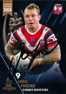 Signed 2018 Sydney Roosters NRL Premiers Limited Edition Card - Jake Friend - Picture 1 of 3