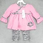 Babies R Us Baby Girls Flower Top & Bottom Pant Set Pink & Zebra Sz 18M ~ NWT