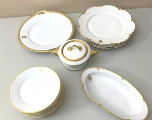 14 Pieces Mismatched White & Gold Fine China Dinner Set - Picture 1 of 13