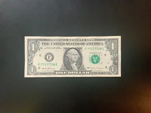 2017 $1 DOLLAR BILL F77177738E contains a 5-of-a-kind - Picture 1 of 4