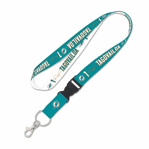 TUA TAGOVAILOA MIAMI DOLPHINS LANYARD KEY CHAIN W/ DETACHABLE BUCKLE 1" W 22" L Cover