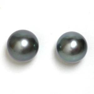 Orecchini a perno perle dei mari del sud di Tahiti 10 mm oro bianco 14 kt - Foto 1 di 3