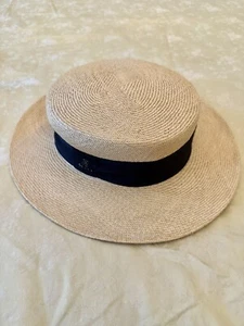 100% AUTH Gucci Kids Straw hat With Black ribbon Beige Sz S - Picture 1 of 10