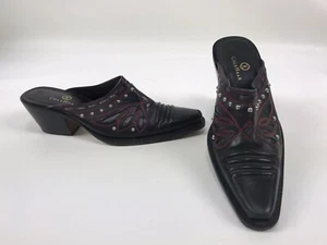 Cole Haan Morgan Western Mule Boots D18358 BLACK LEATHER Women's 7.5 B  - Picture 1 of 9