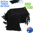 Black Small Velvet Cloth Drawstring Bags Xmas Gift Pouch Jewelry Ring Earring Au