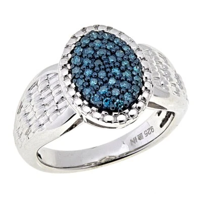 0.25ctw Blue Diamond Accent Womens Sterling Silver Band Ring Size 8 - Image 1 of 4