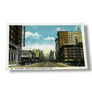 Tarjeta postal Main Street Looking North Salt Lake City Utah White Border Card D324 - Imagen 1 de 2