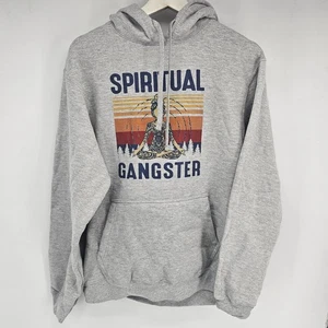 Womens Port & Company Gray Hoodie Spiritual Gangster Size M - Picture 1 of 7