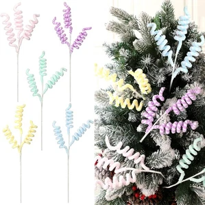 Yinder 5pcs Pastel Candy Christmas Tree Picks 13.8 Inch Macarons Candy Curly Spr - Picture 1 of 7