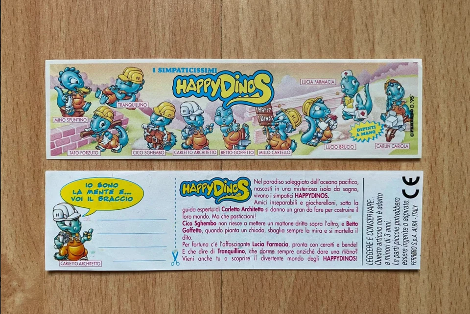 Ü EI  1 BPZ  Happy Dinos 1996 - Italien,  Dapsy Dinos Bauarbeiter - Bild 1 von 1