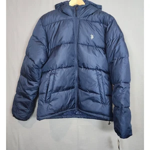 US Polo Assn. Women's Hooded Puffer Jacket Blue Sz M - NWT - Picture 1 of 8