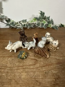 Vintage Miniature Pottery Animals Bundle Job lot - Cats Pig Rabbit Bear Frog - Picture 1 of 8