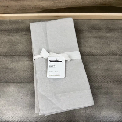 Pottery Barn Mason Oversized Linen Napkins Set Of 4 Soft Gray 22”x22” NWT - Image 1 of 4
