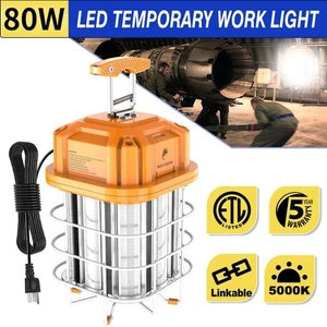 80W LED Temporary Work Light Portable Linkable Construction Jobsite Lamp 5000K - Picture 1 of 8