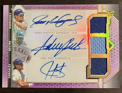 Topps Triple Threads 2021 Iván Rodríguez Adrián Beltré González reliquia automática/27 Foto 1 de 2