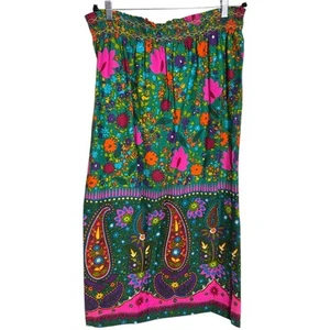 Maxi Falda Larga Psicodélica Vintage Años 60 70 Hippie Colorida Floral Paisley Talla L - Imagen 1 de 2